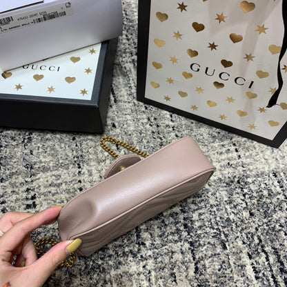 GGマーモント ミニ 16.5cm ダークベージュ カーフスキン ゴールド金具