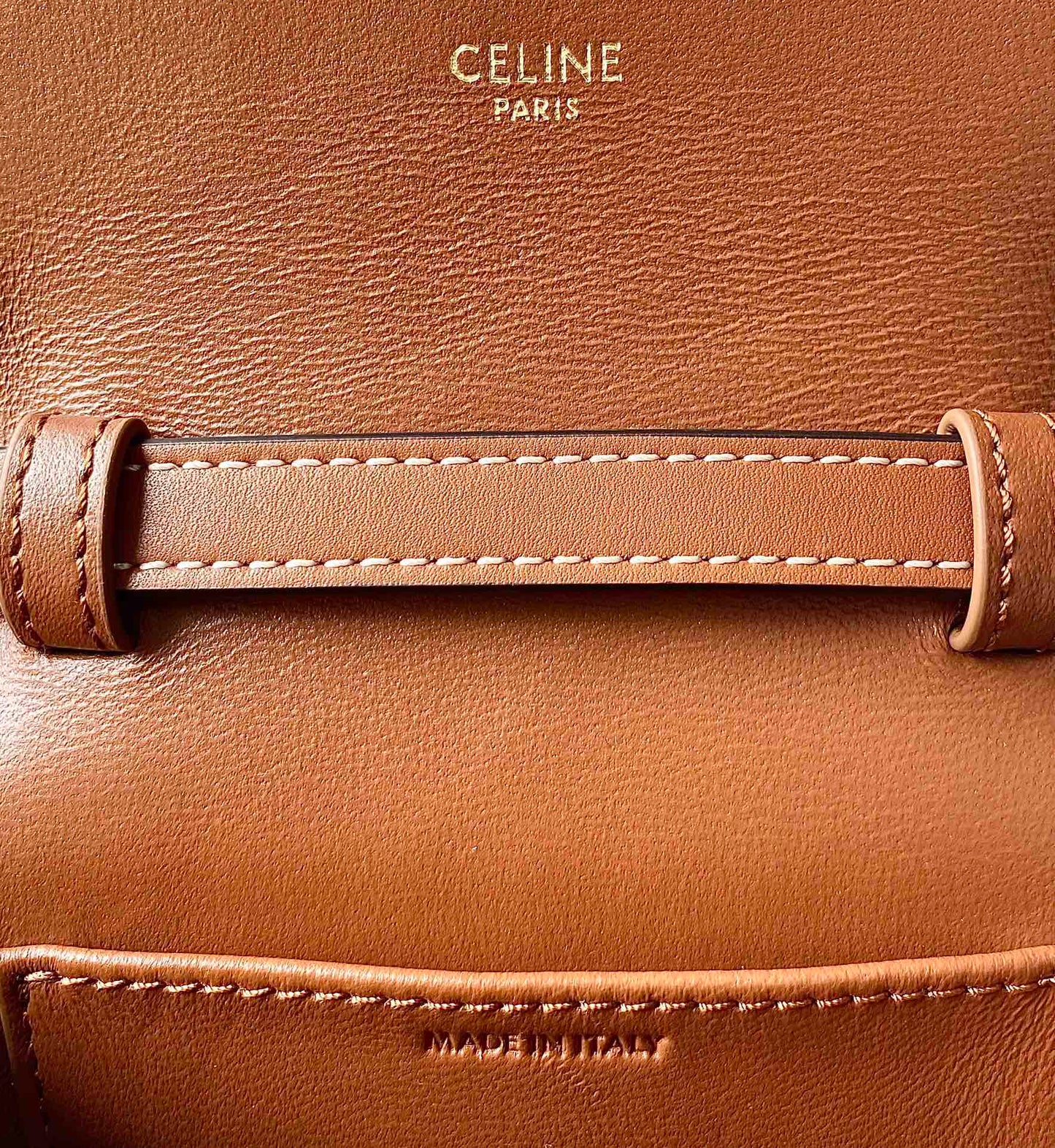 Sac à dos Teen Triomphe 11 cm en cuir de veau marron monogrammé