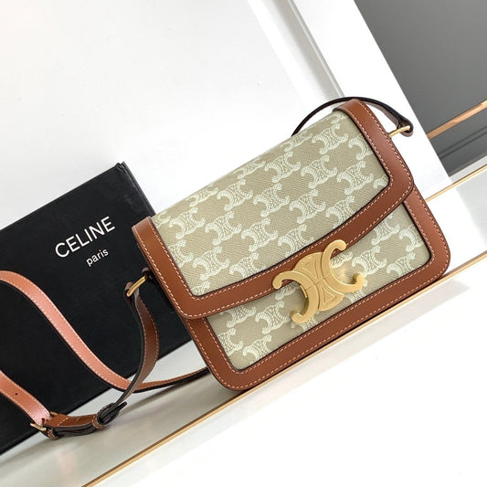 Sac à dos Teen Triomphe 18,5 cm en toile monogrammée beige et cuir de veau beige