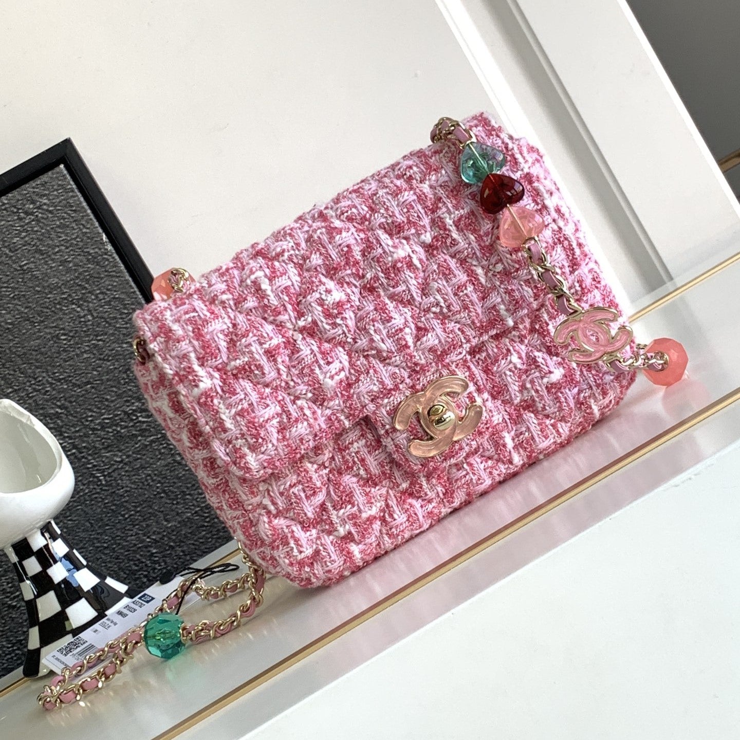 Sac CC Mini 23P 16 cm Sac en plastique en laine rose