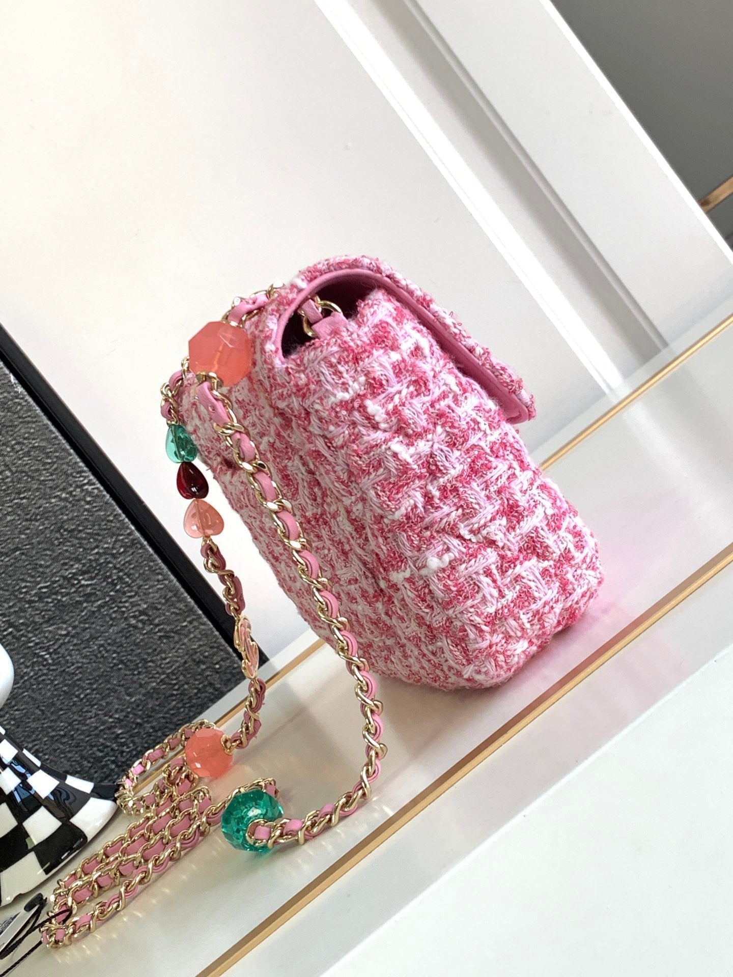 Sac CC Mini 23P 16 cm Sac en plastique en laine rose
