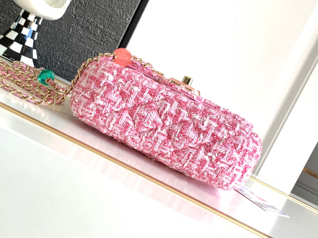 Sac CC Mini 23P 16 cm Sac en plastique en laine rose