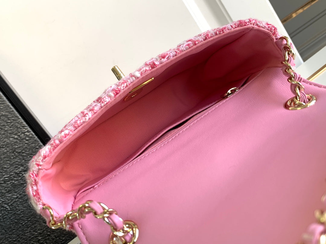 Sac CC Mini 23P 16 cm Sac en plastique en laine rose