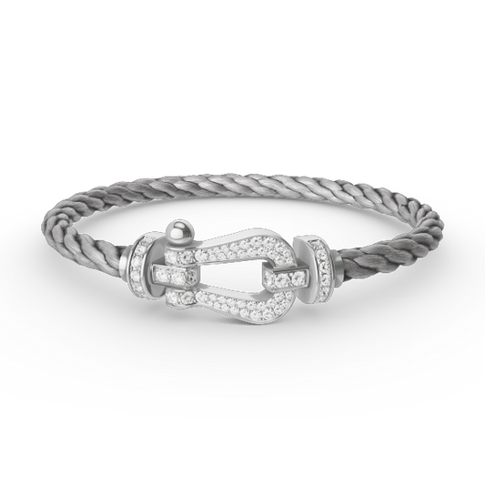 FORCE LARGE HORSESHOE FULL DIAMOND BRACELET SILVER